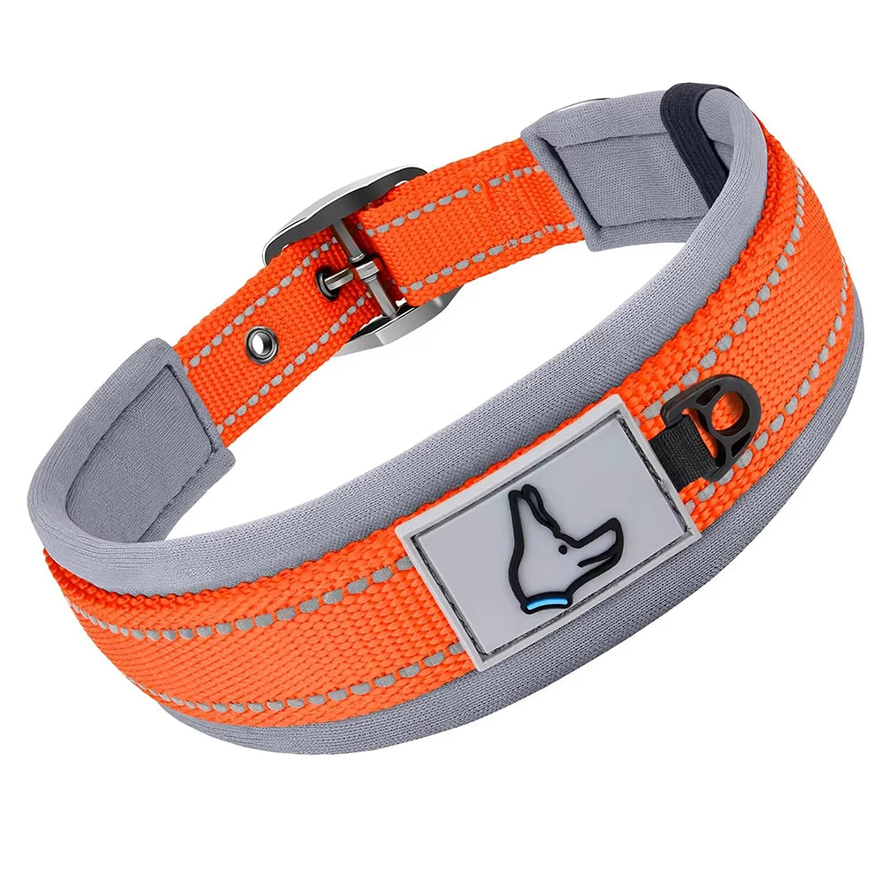 Reflective Padded Dog Collars for All Sizes - Adjustable Heavy-Duty Nylon and Neoprene Design