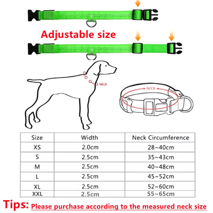 USB Rechargeable LED Glowing Pet Collar - Adjustable Luminous Safety Harness for Dogs and Cats