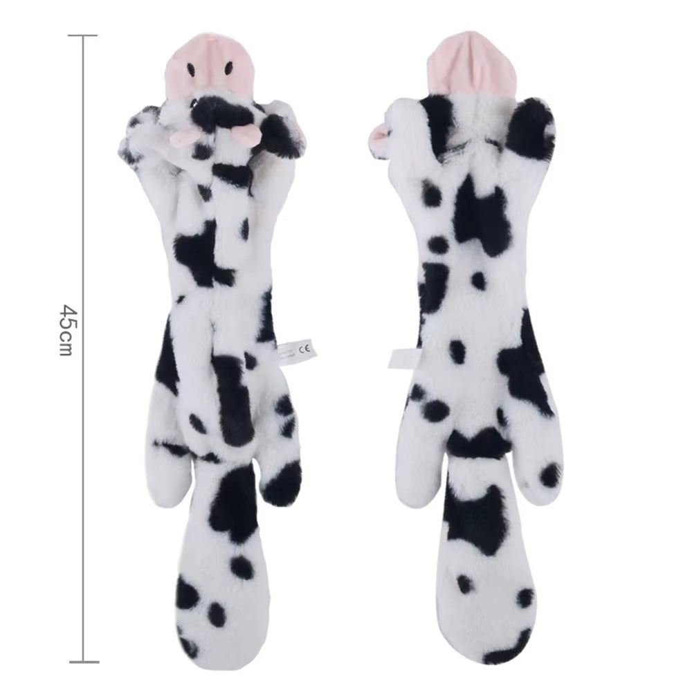 Durable Stuffingless Plush Dog Toy with Squeakers and Crinkle Sound