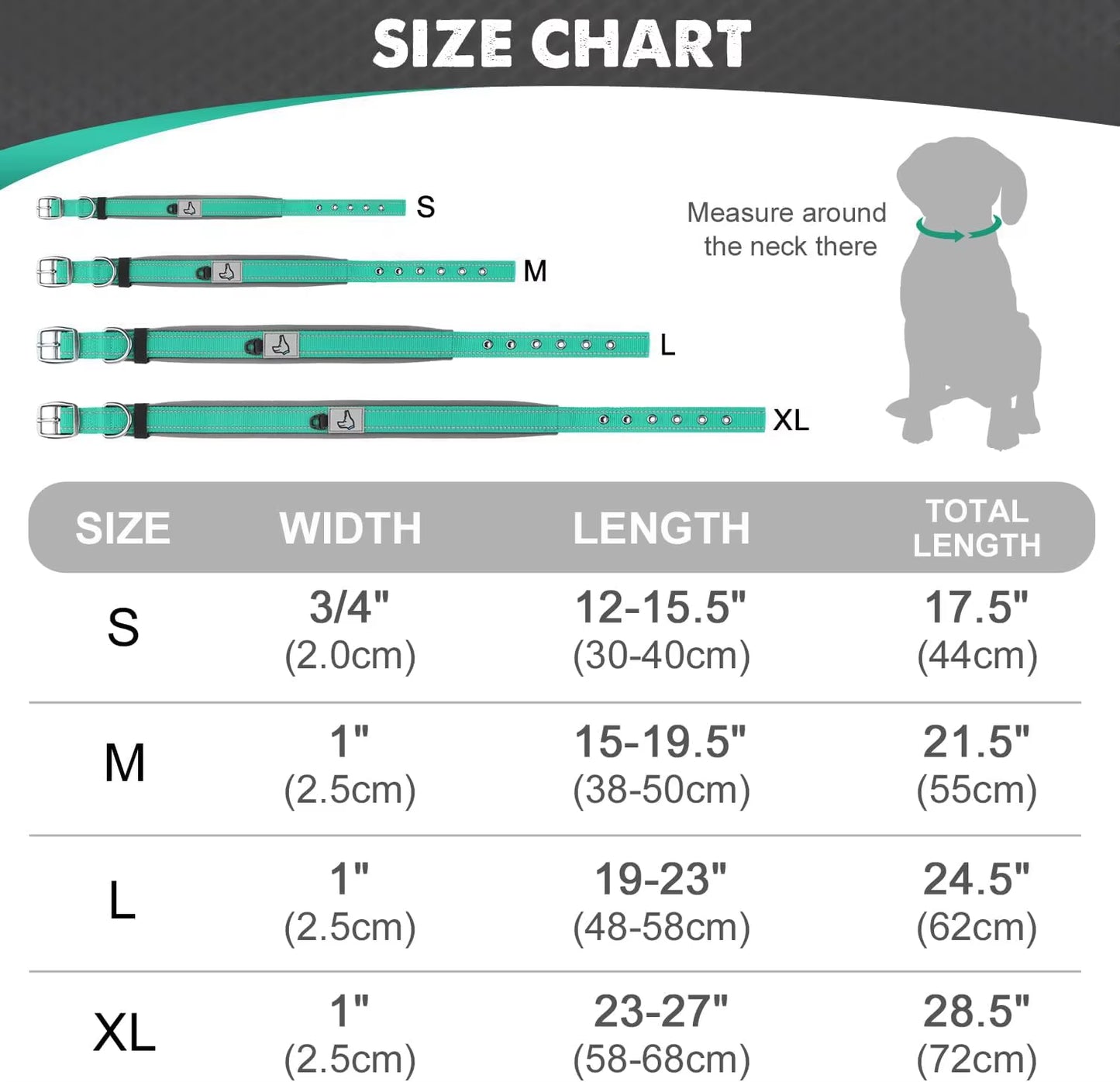Reflective Padded Dog Collars for All Sizes - Adjustable Heavy-Duty Nylon and Neoprene Design
