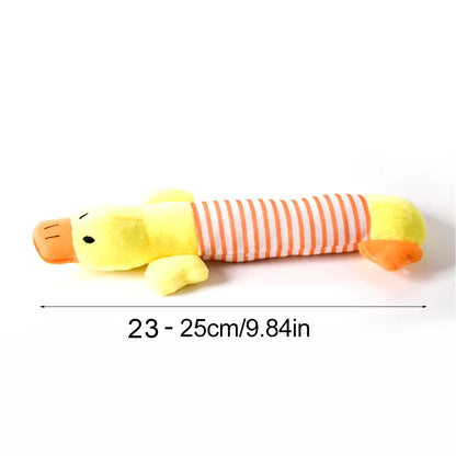 Durable Stuffingless Plush Dog Toy with Squeakers and Crinkle Sound