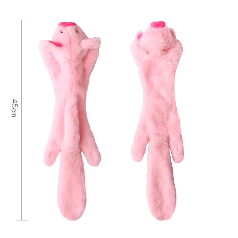 Durable Stuffingless Plush Dog Toy with Squeakers and Crinkle Sound
