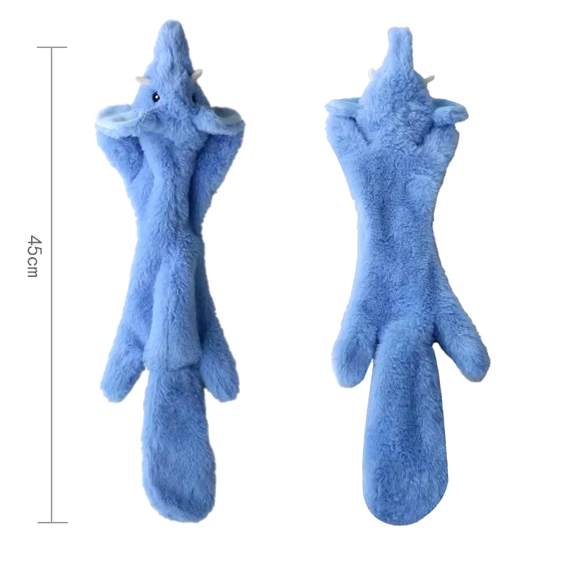 Durable Stuffingless Plush Dog Toy with Squeakers and Crinkle Sound