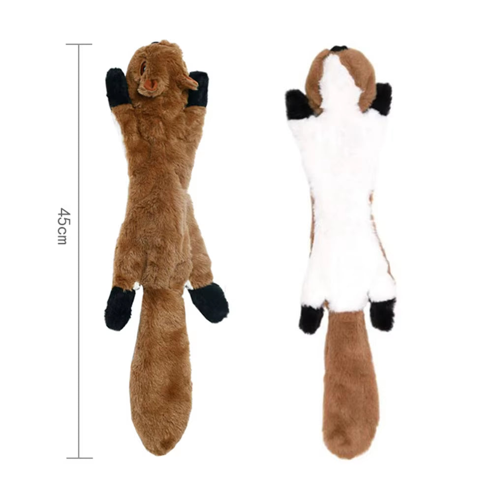 Durable Stuffingless Plush Dog Toy with Squeakers and Crinkle Sound