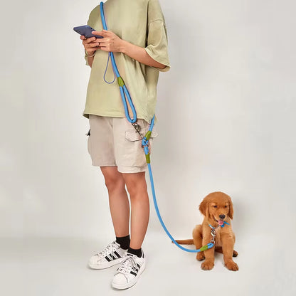Reflective Nylon Dog Leashes - Hands-Free Traction Rope for Running and Walking Small to Large Dogs