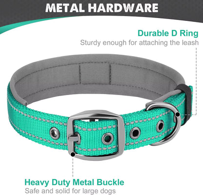 Reflective Padded Dog Collars for All Sizes - Adjustable Heavy-Duty Nylon and Neoprene Design