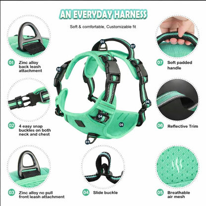 Adjustable Soft Padded No-Pull Dog Harness with Control Handle